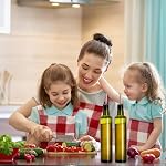 Frcctre paquet de 6 17 Bouteilles de distributeur d'huile d'olive en verre Oz, 500ML Ensemble cruet huile et vinaigre avec des gouttes de vers en acier inoxydable, huile d'olive Carafe Decanter pour cuisine, vert foncé