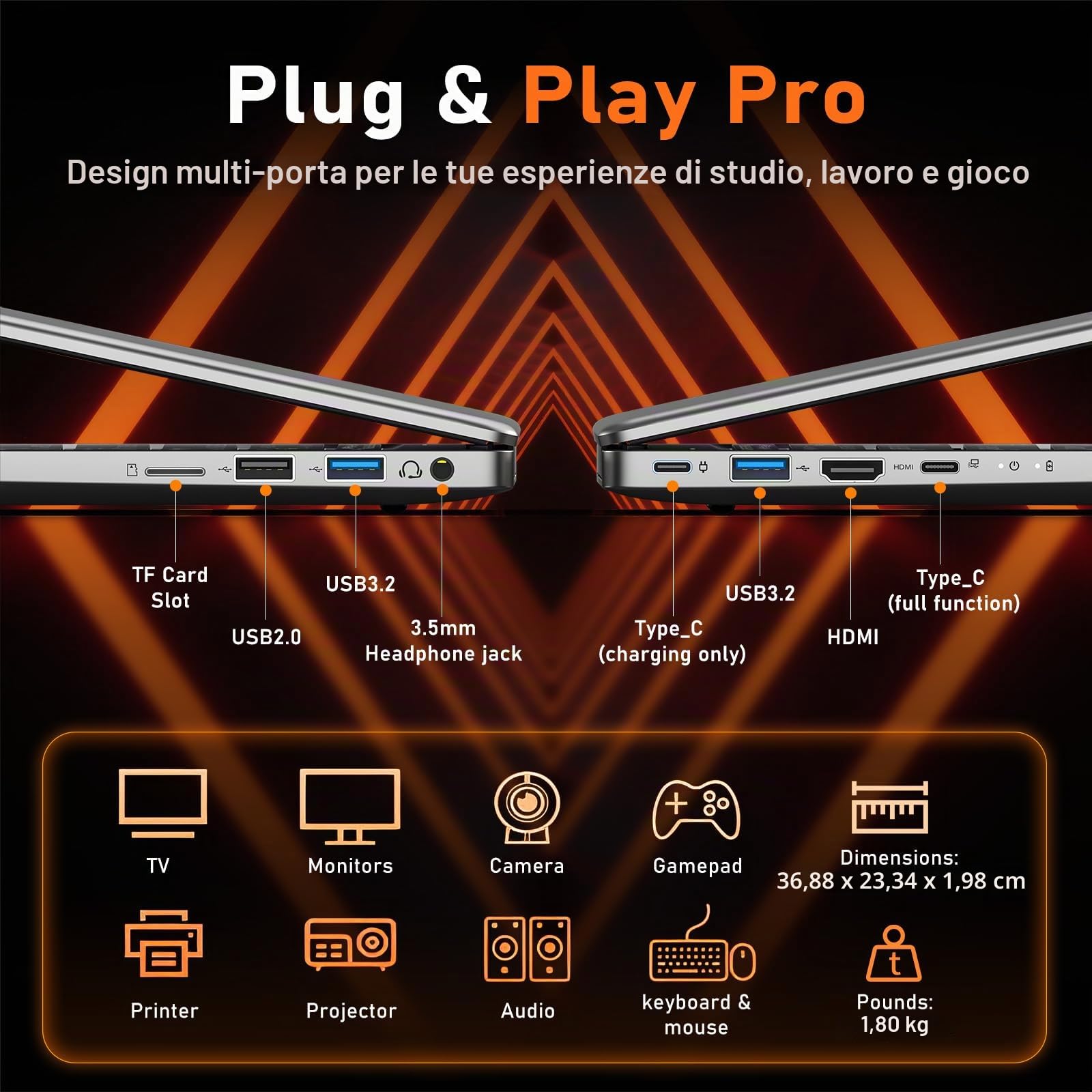 NAIKLULU Computer portatile da gioco 2025 da 16 pollici con processore R-7 5825U, 16 GB DDR4, 1T SSD, display FHD 1920 x 1080P, Windows 11 PRO, WiFi 6, tastiera retroilluminata HDMI, per studenti