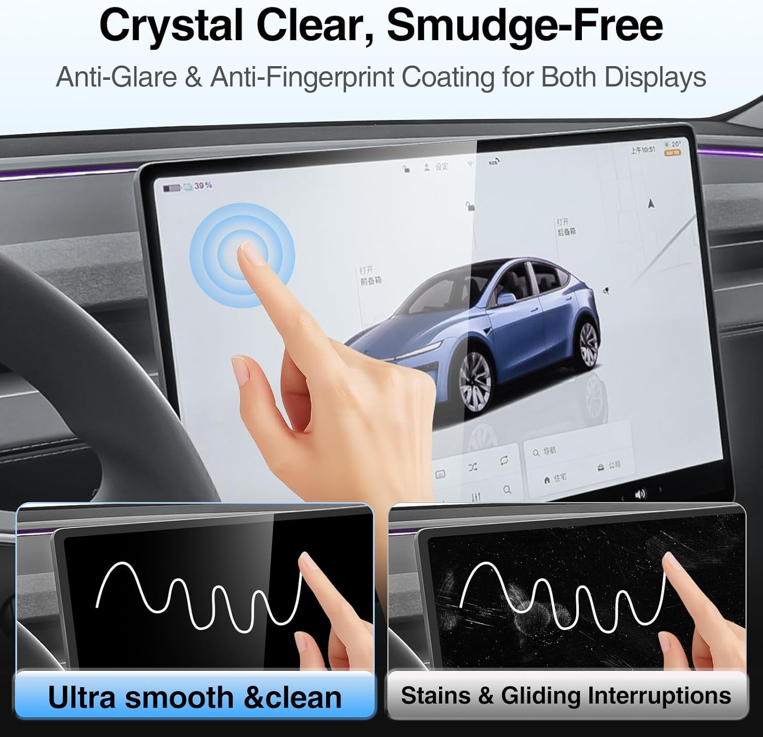 for Tesla Model Y Juniper & Model 3 Highland Screen Protector Accessories, Matte Tempered Glass with Anti-Glare, Fingerprint Resistant, Includes Easy Alignment Kit