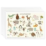 Babebay Disposable Stick-on Placemats 60 Pack for Baby & Kids & Toddler, Sticky Placemats Restaurant Table Mats 12 x 18 (Animal Alphabet)