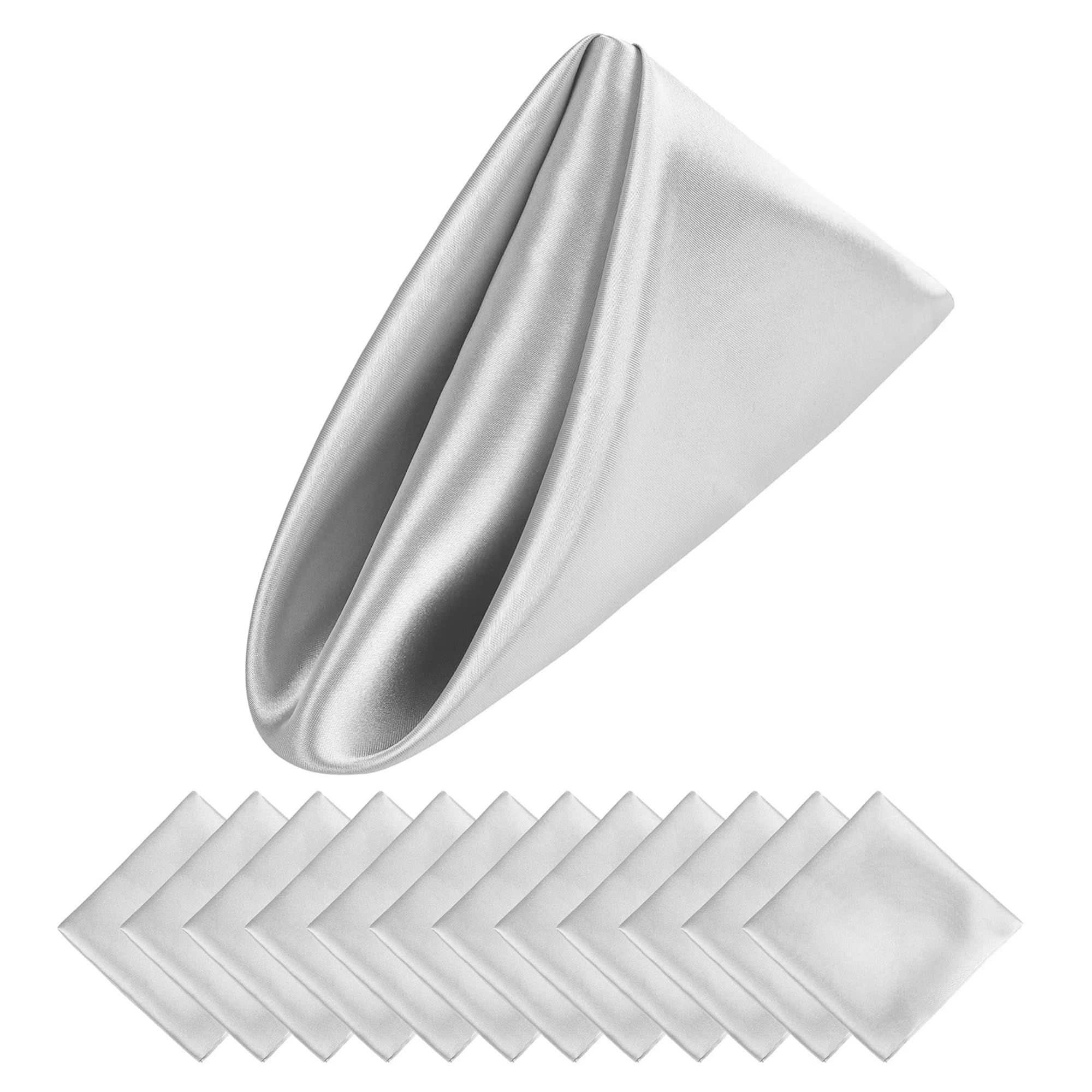 Napkins 30PCS 30x30cm Wedding Green Satin Napkin Soft Table Napkins For Romantic Party Dinner Decoration(30PCS silver)
