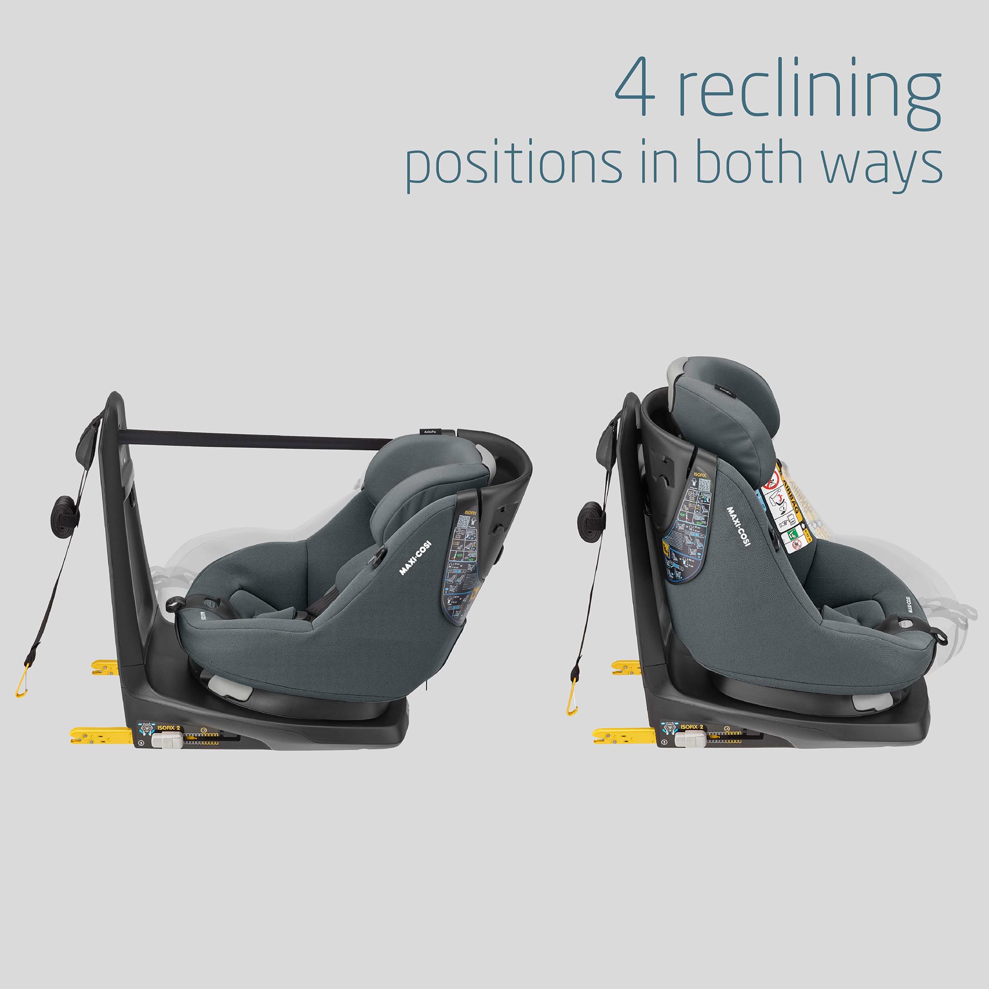 Maxi-Cosi Axissfix, i-Size, Silla de coche giratoria 360° isofix, silla auto reclinable y contramarcha para bebés 4 meses - 4 años, 61-105 cm, Authentic Graphite