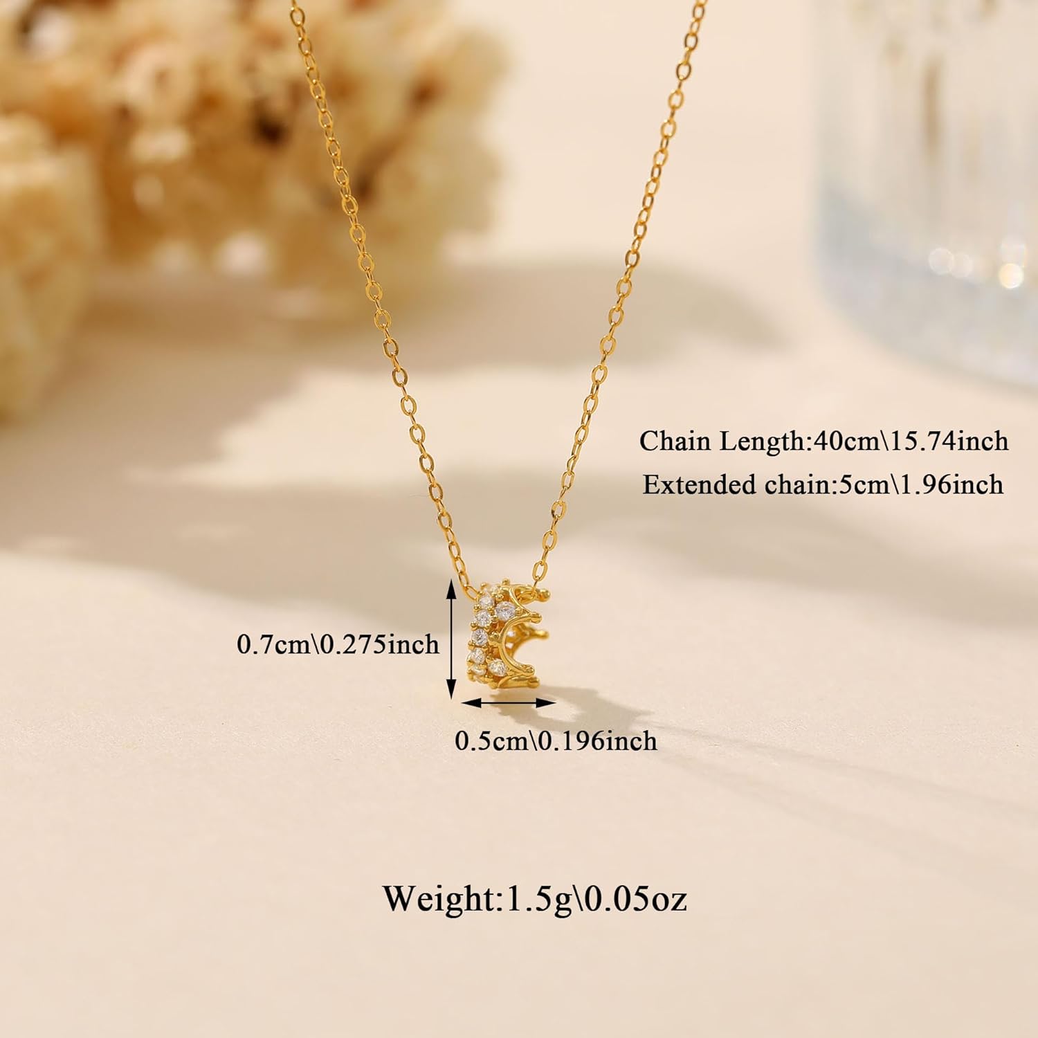Princess Crown Charm Necklace for Women 925 Sterling Silver Round CZ Queen Dainty Pendant Lucky Necklace 14K Gold Plated Royal Delicate Crown Choker Cute to Daughter Mother Wedding Birthday Mother’s Day Jewelry