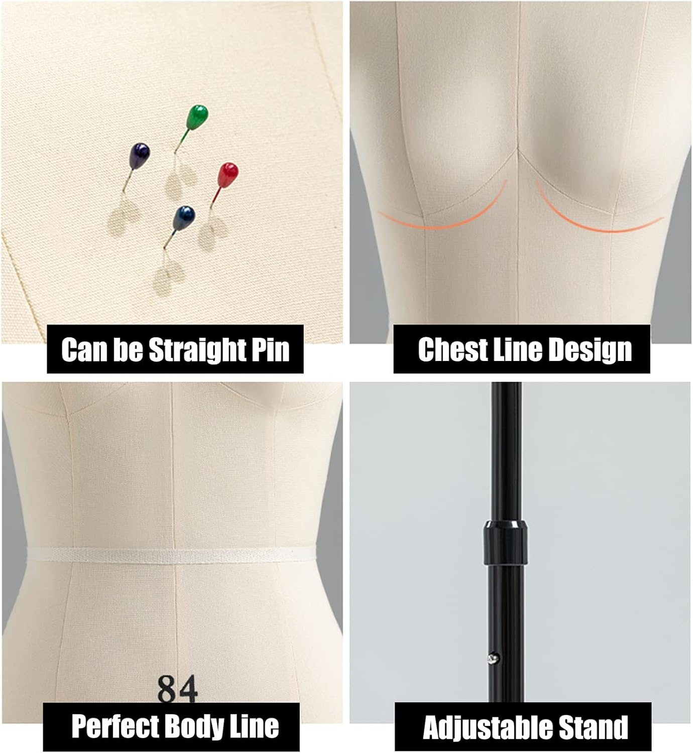 マネキン 縫製マネキンバスト調整可能な高さ130cm -180cm、 ドレスジュエリーディスプレイ/テーラーのための軽量マニキン、