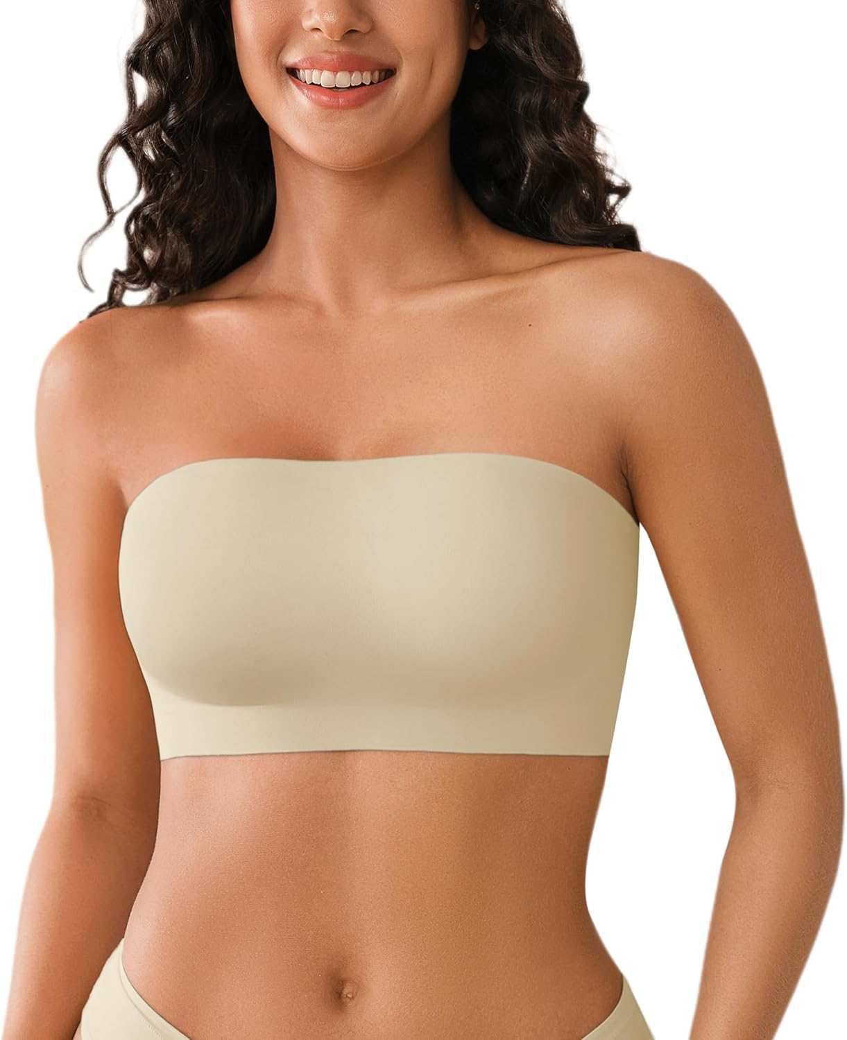 DEANGELMON Strapless Bras for Women Non-Slip Silicone Bandeau Seamless Tube Top Bralette Comfy Non Padded Stretchy Stylish