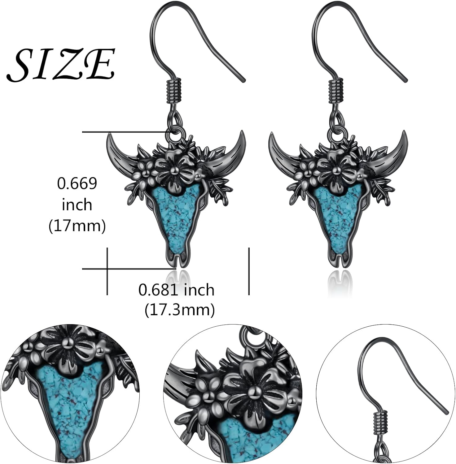 Turquoise Western Earrings for Women 925 Sterling Silver Cowgirl Dangle Earrings Western Country Jewelry Gifts for Cowgirl Cowboy
