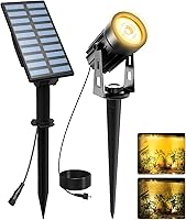 Vista 10 de T-SUNUS Luces Solares de Jardín Tipo Foco, Luz LED Solar para Paisajismo Exterior IP65 Impermeable Cable de 9.8 pies, Panel Solar Separado