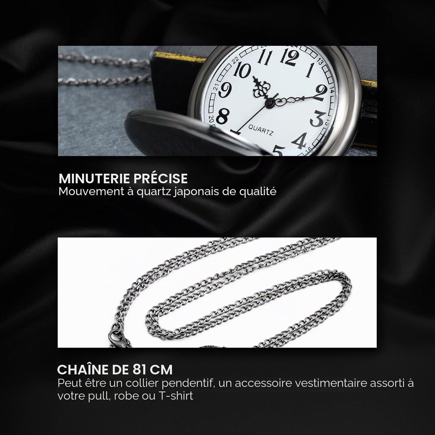 Avaner Montre Gousset Montre pour Homme Femme Quartz Surface Lisse Cadran Num¨¦Rique Montre de Poche Cadeau