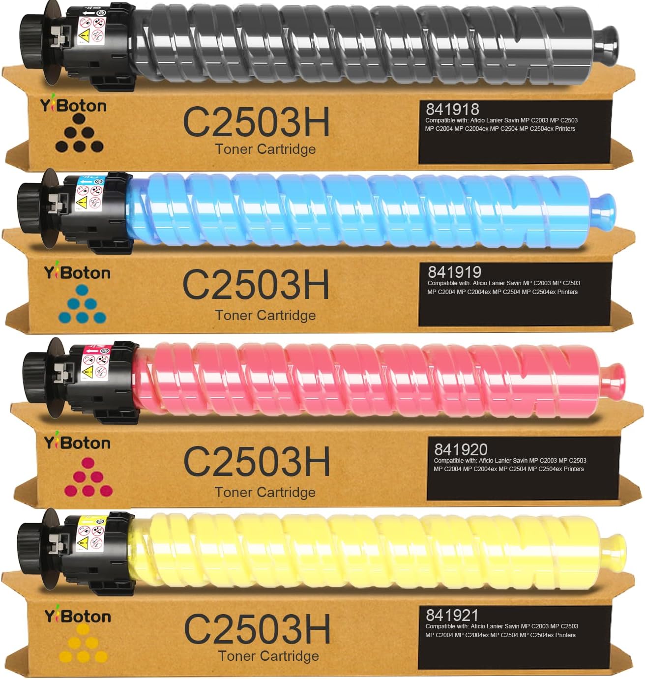 High Yield MP C2503H C2504 C2003 Toner Cartridge 4-Pack with Smart Chip Compatible with Ricoh 841918 841919 841920 841921 for MPC2503 MPC2504 MPC2003 MPC2004 Printer