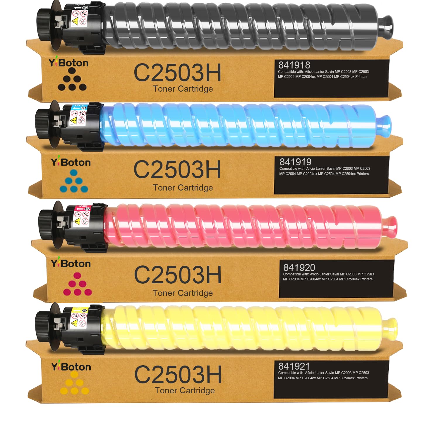 MP C2003 MP C2503H High Capacity Toner Cartridge (4 Packs) | Compatible for Ricoh Lanier Savin MP C2003 MP C2503 MP C2004 MP C2004ex MP C2504 MP C2504ex Printer
