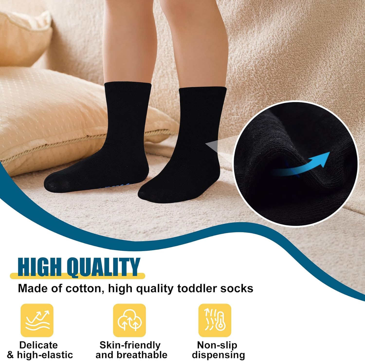 SkiBeaut 15 Pairs Toddler Socks, Kids Gripper Non Slip Toddlers Boy Girls Anti Skid Socks for 1-10 Years - Image 3