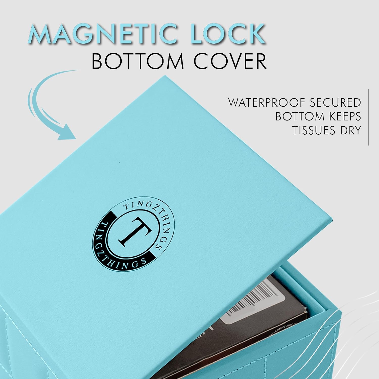 Luxury 5 Star Hotel Style Tissue Box Cover - Sturdy and Stylish Tissue Box Holder with a Custom Height and Modern PU Leather Exterior, 13.5x13.5x15cm - Teal Blue