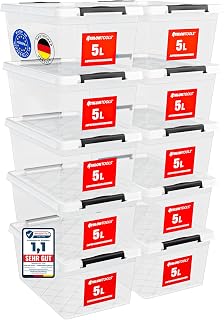 ATHLON TOOLS 10er Set 5l Aufbewahrungsbox mit Deckel klein - 100% Lebensmittelecht BPA frei - Plastikbox mit Deckel stapelbar - Aufbewahrung & Ordnung - Kunststoff Stapelboxen aus Neumaterial