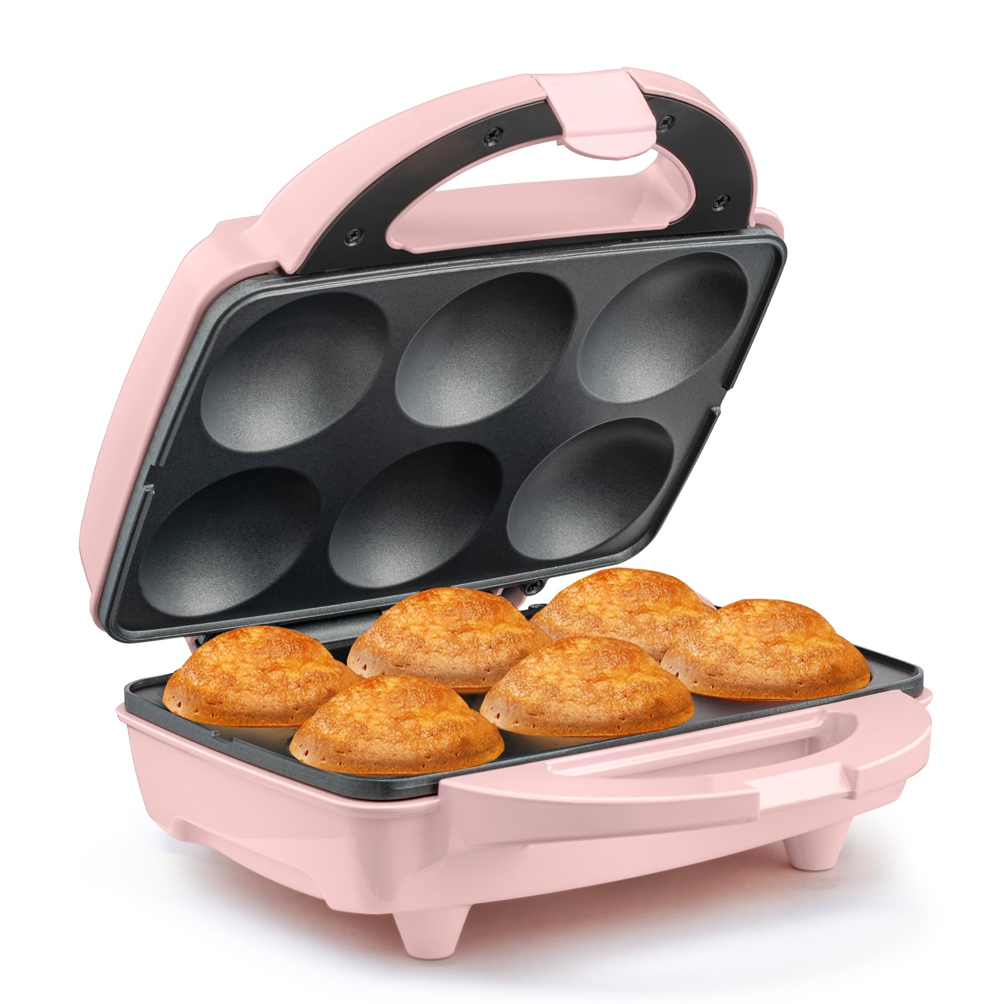 Holstein Housewares 6-pak elektrycznych nieprzywierających różowych maszyn do pieczenia - piecze 6 babeczek, babeczek, kubków do pizzy, bułek cynamonowych - idealne na prezenty, urodziny, święta lub