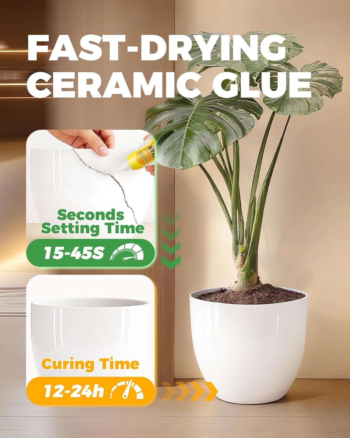 【High Strength & Precision Control】Super Glue for Ceramic, 5g Clear CA Glue Gel with Micro-Anchor Tech for Porcelain Plastic Metal ETC | Quick Dry&Low Odor Multi-Purpose Instant Adhesive for Home Fix