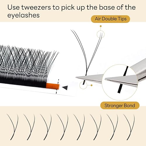 Miniatura 5 de YY - Extensiones de pestañas Y, rizo D, 0.003 in, 0.315-0.591 in, bandeja mixta, extensiones de pestañas con volumen, fácil aplicación en abanico