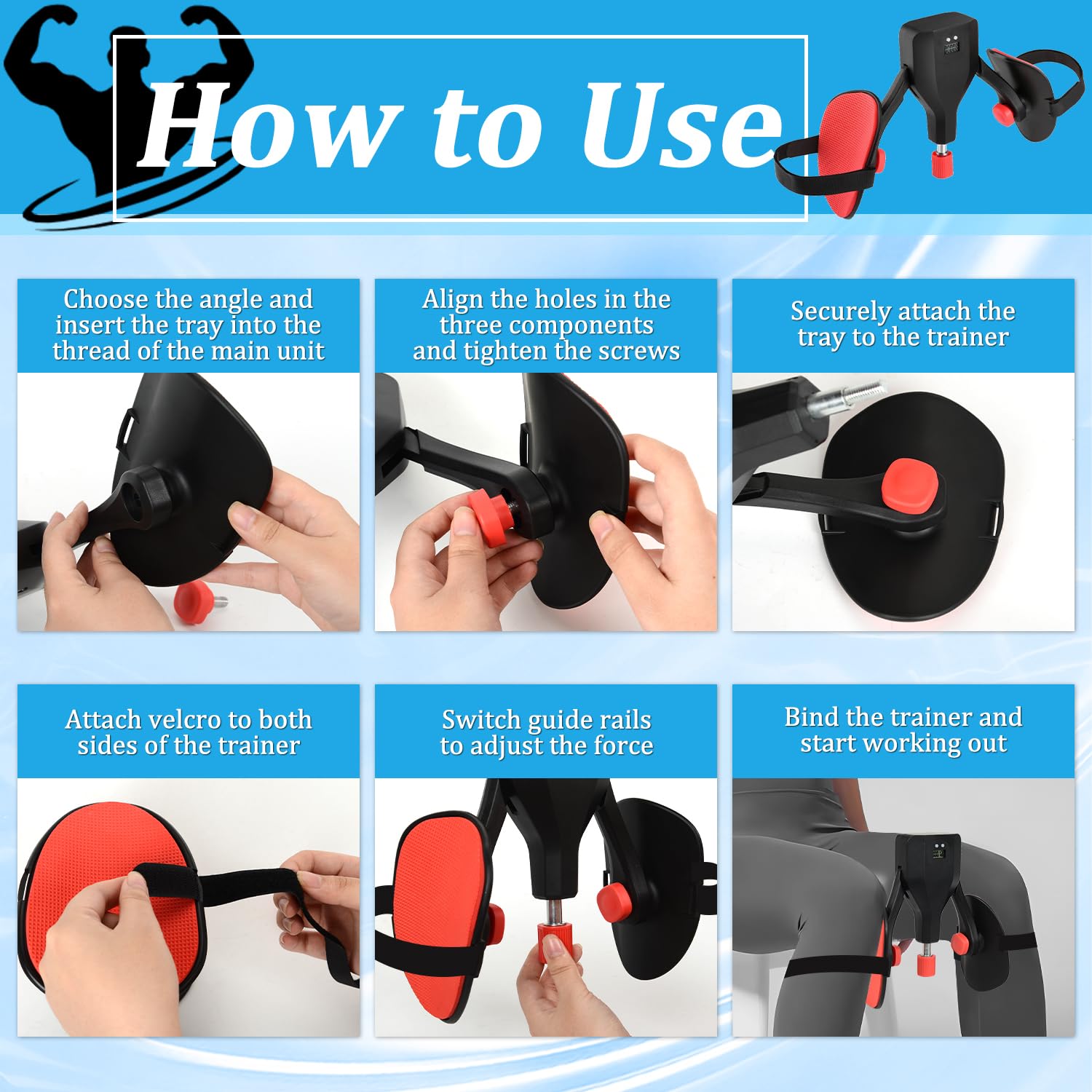 Entrenador Muscular de Suelo Pélvico para Hombres, Reparador Pélvico Multifuncional para Piernas con Contador, Ejercitador Muscular de Muslos Ajustable 360°