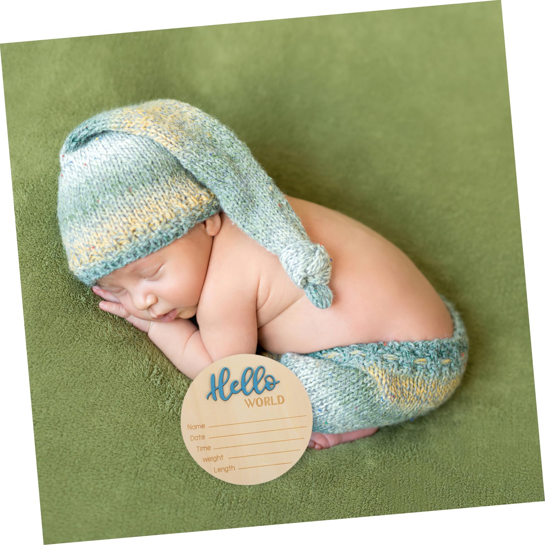 ifundom Monthly Baby Birth Announcement Sign Wooden Round Board Baby Name Sign for Infant