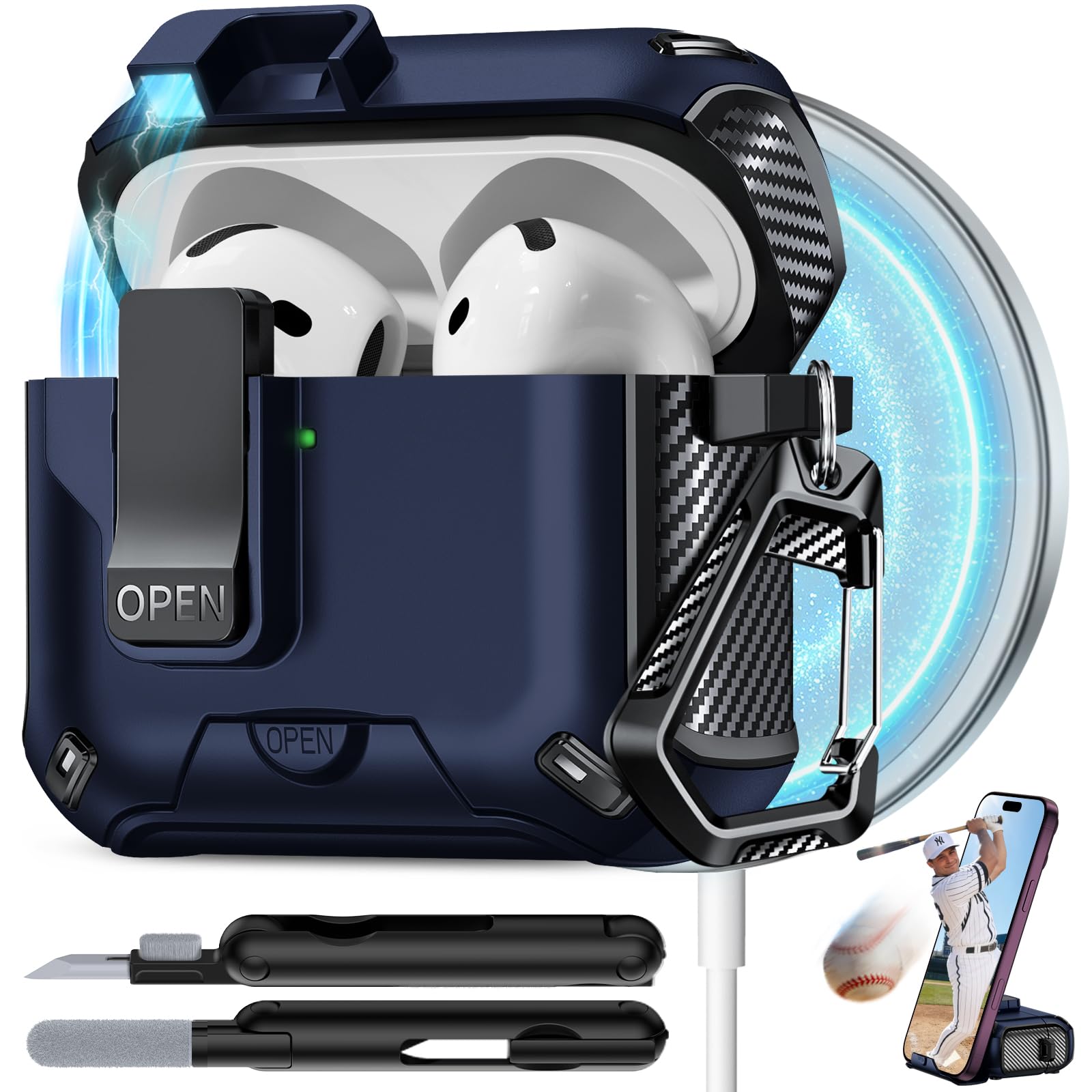 for AirPods 4 Case with Lock (Blue)