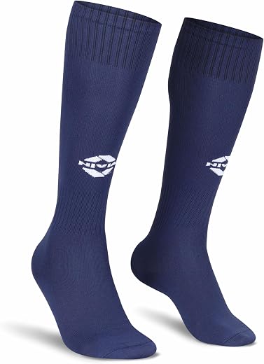 Nivia Plain Encounter Football Stockings, Micro Yarn Stocking, For Men &amp; Women, Knee Length, Soccer Stockings (N. Blue/Whi...