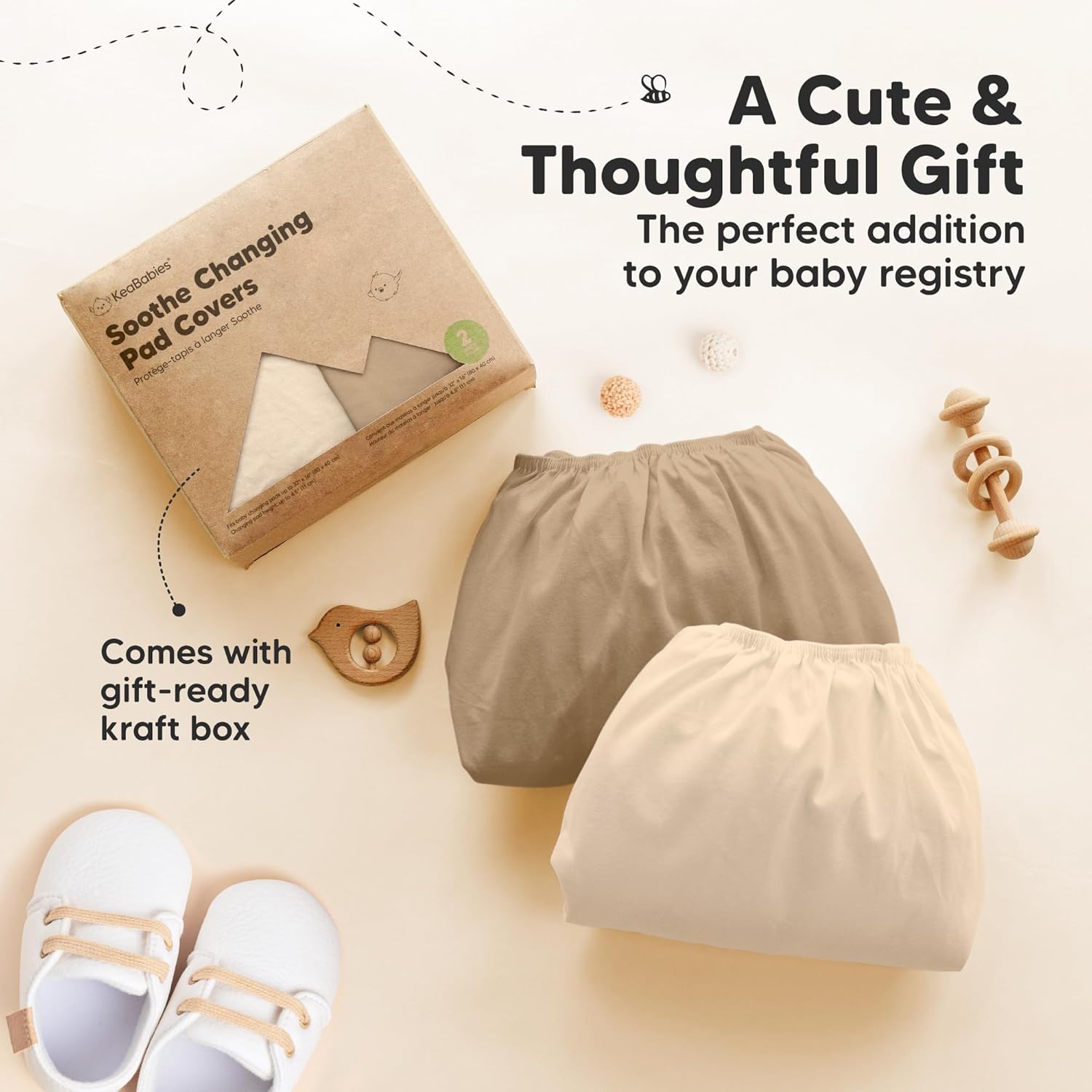 2-Pack Organic Changing Pad Covers for Girl, Boy, Neutral - 100% Cotton Changing Table Pad Cover, Soft Baby Nursery Diaper Changing Pad Sheets, Contour Changing Pads Liners, Change Pad Cover (Pecan) - Image 9