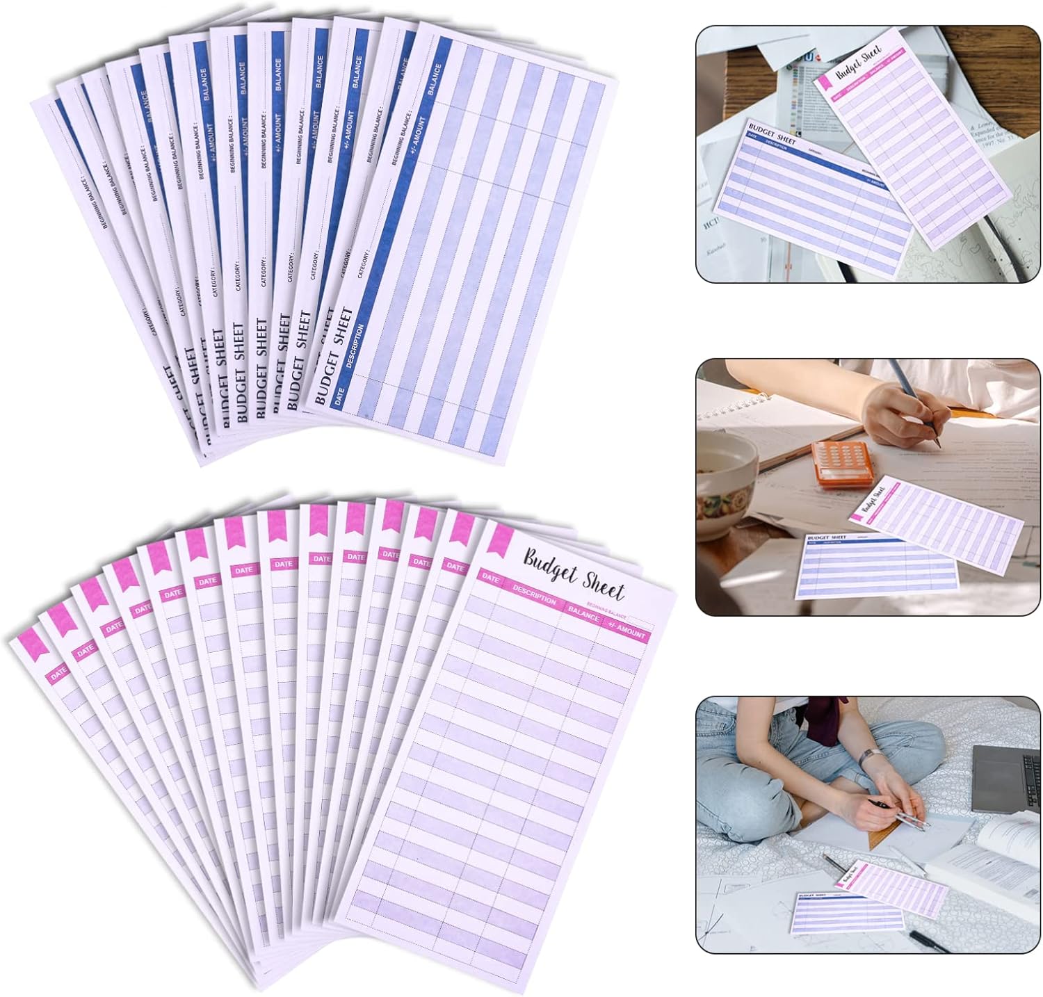 Tofficu 24 Sheets Expense Budget Sheets Money Trackers Cash Expenditure Manager for Budgeting Budget Envelopes Cash Envelope Wallet Budget Planner : Office Products