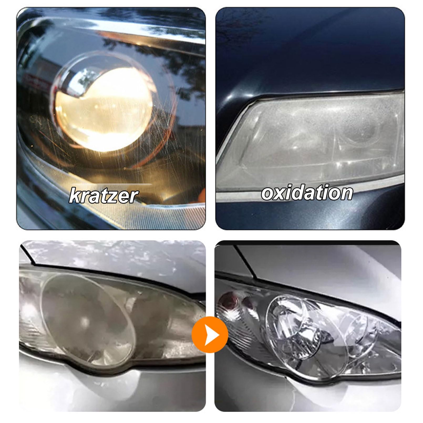 Scheinwerfer Aufbereitung Flüssigkeit Set 180ml, Auto Scheinwerfer Politur Spray, Headlight Restoration Spray, Reiniger Restaurationsspray, Für Hellere, Klarere Sicht (3)