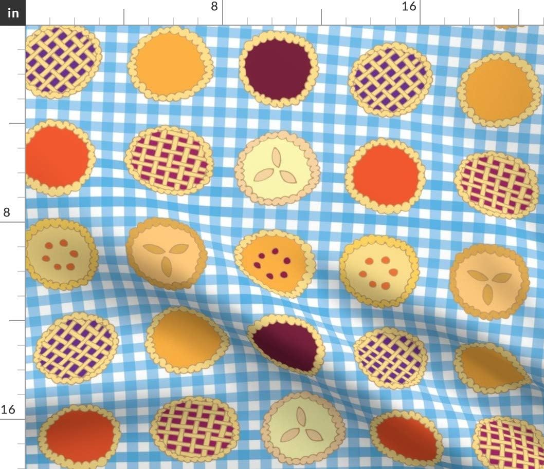 Spoonflower Fabric - Pie Time Fruit Pumpkin Spice Baking Gingham Printed on Petal Signature Cotton Fabric by The Yard - Sewing Quilting Apparel Crafts Decor