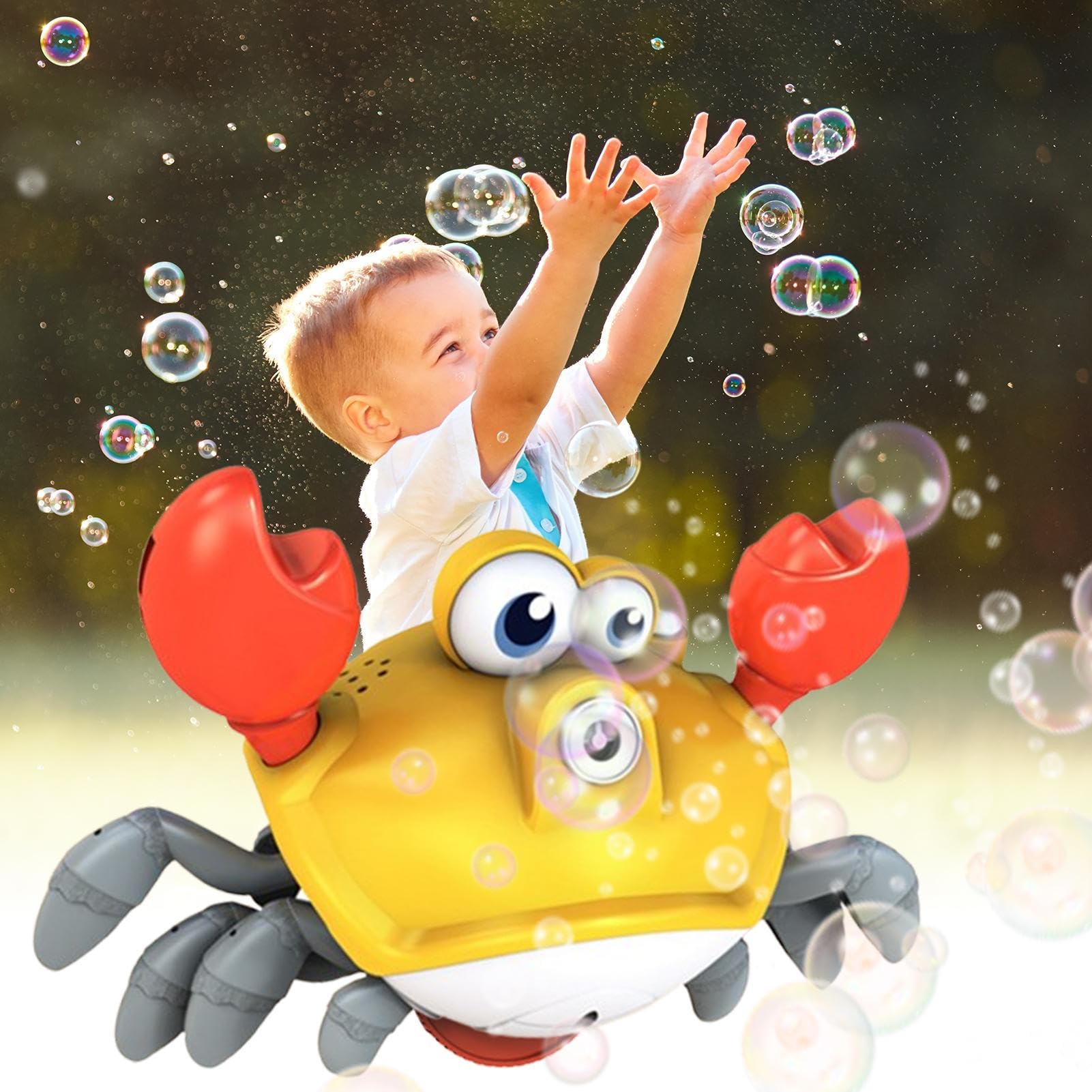 Máquina de Burbujas para Niños - Automático con Movimiento y Luz | Interactivo con Luces y Música para Exteriores
