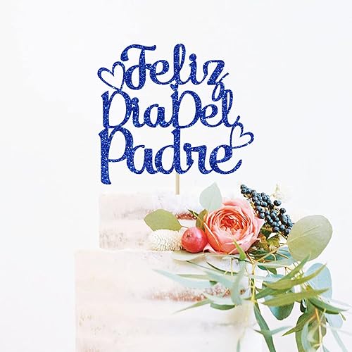 Miniatura 2 de Feliz Día del Padre - Decoración para tartas, decoración para tartas del día del padre, decoración de fiesta del día del padre, purpurina azul