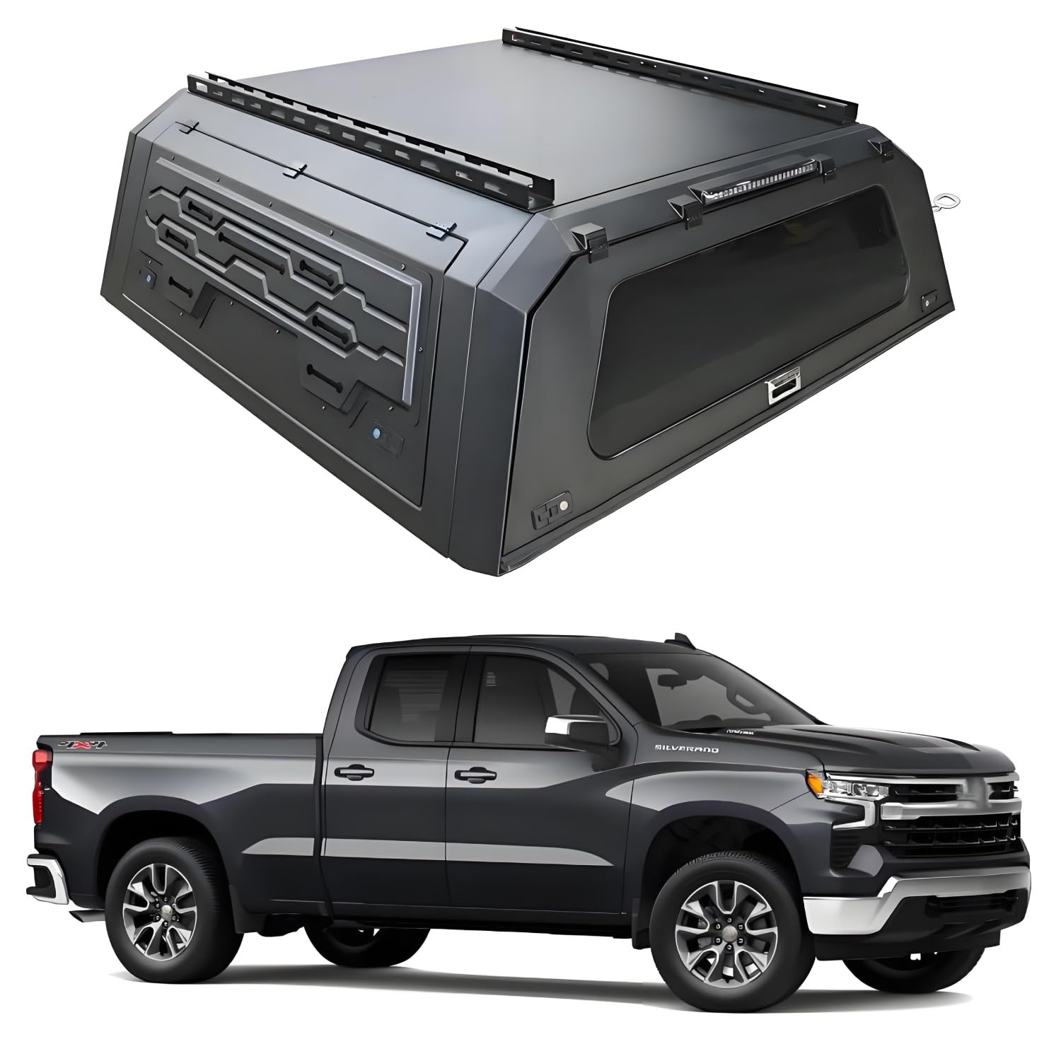 Laderaumabdeckung for Chevy Silverado 1500 (neues Modell, 2019–2026), 2 m (6,6 Fuß) Ladefläche, abschließbar, mit Hardtop-Zubehör(5.8ft Style a)