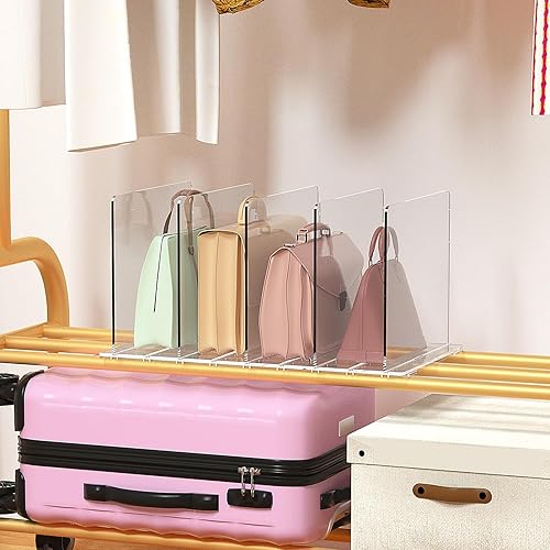 Miniatura 6 de Organizador de bolso para armario, divisor de estante ajustable para armario, organizadores de monederos transparentes para armario, estantería,