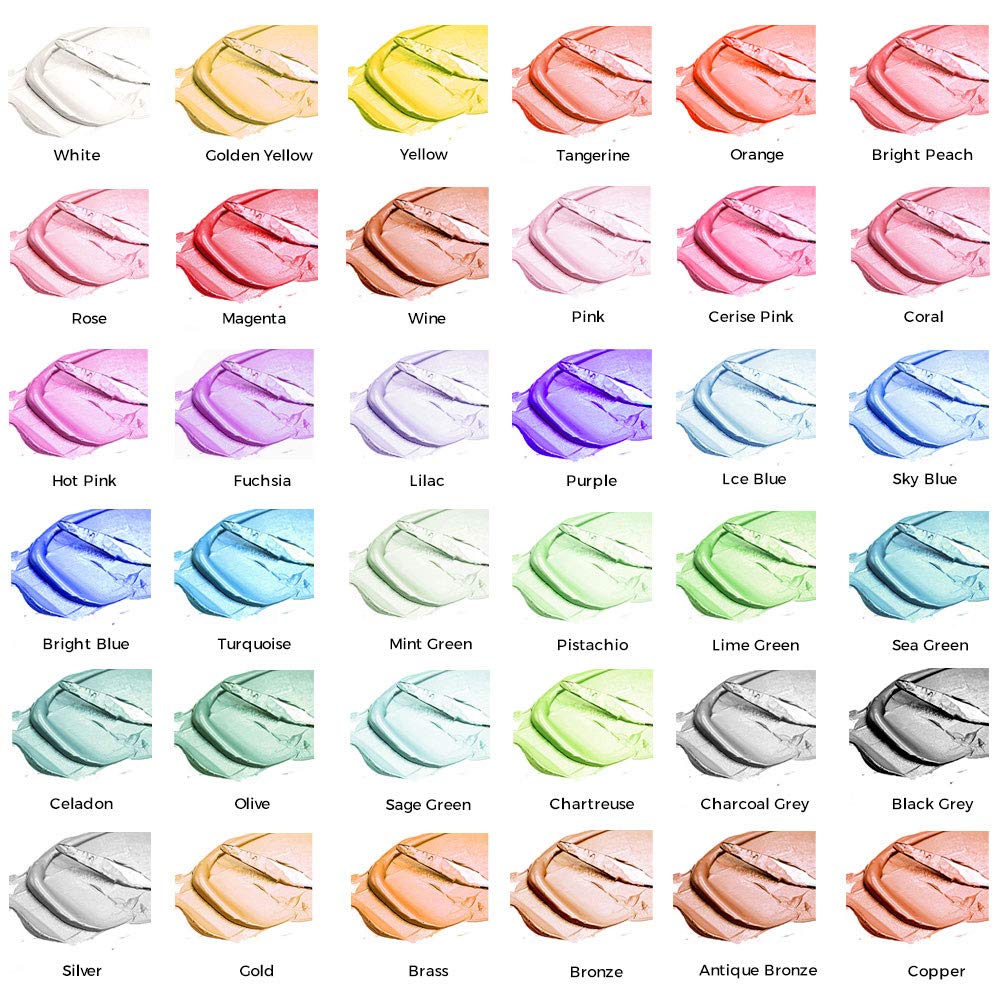 MONT MARTE Pintura Acrilica Metalizada – 36 Piezas, Tubos de 36 ml – Ideal para la Pintura Acrílica – Colores Resistentes a la luz con Gran Opacidad