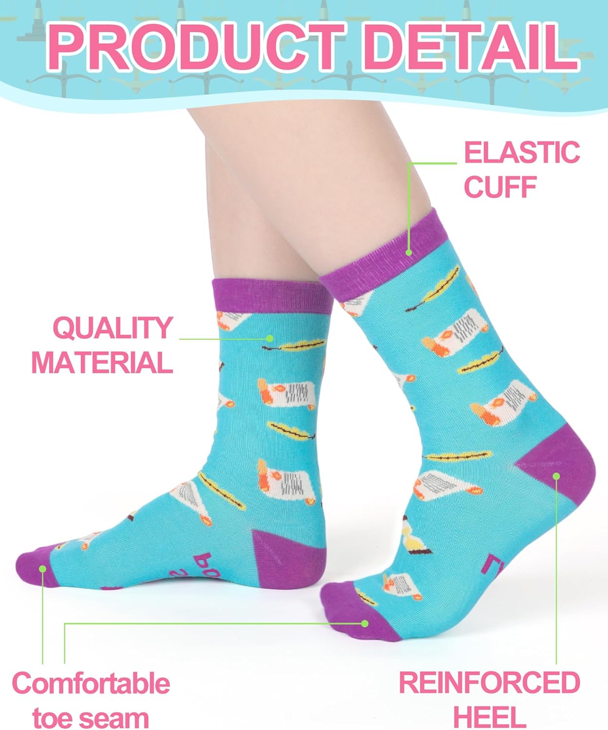 Eurzom 6 Pairs Lawyer Socks Gifts for Women Funny Lawyer Dress Crew Socks Graduation Attorney Gifts for Law School Students - Image 6