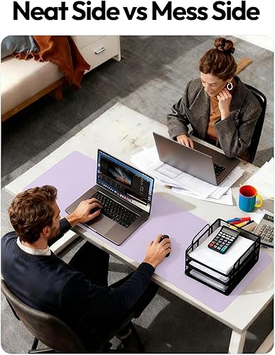 Miniatura 6 de YSAGi Protector de escritorio de cuero, tapete de oficina, alfombrilla grande para ratón, secante de cuero PU antideslizante, almohadilla para