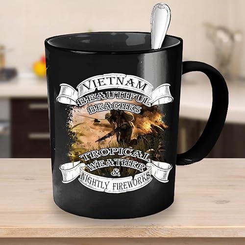 Miniatura 23 de Taza de cerámica blanca veterana de Vietnam para café o té 11 oz. Taza de regalo. Blanco