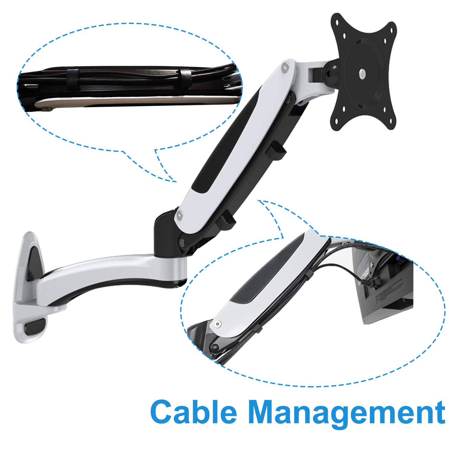 Supporto a parete per TV HFTEK Monitor Staffa a parete con molla a gas 0-8 kg - HF19DW