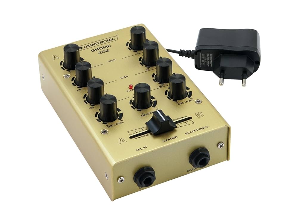 OMNITRONIC GNOME-202 Mini Mixer Gold | 2-Channel DJ Mixer in