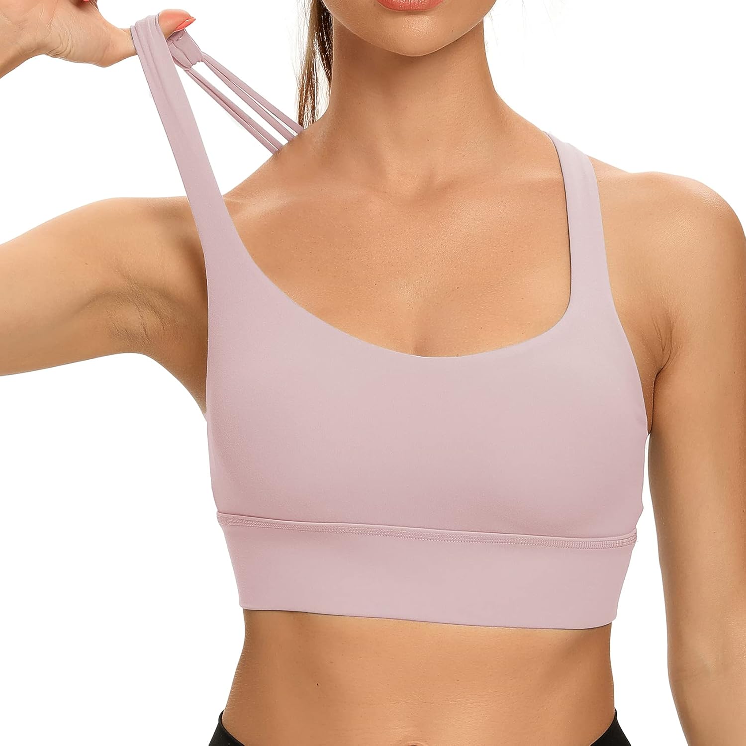 Lemedy Women Cross Back Sports Bra Fitness Yoga Strappy Longline Crop Tank Top - Image 4