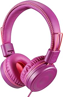 POWMEE M1 Kids Headphones Wired Headphone for Kids,Foldable Adjustable Stereo Tangle-Free,3.5MM Jack Wire Cord On-Ear Headphone for Children (Purple)