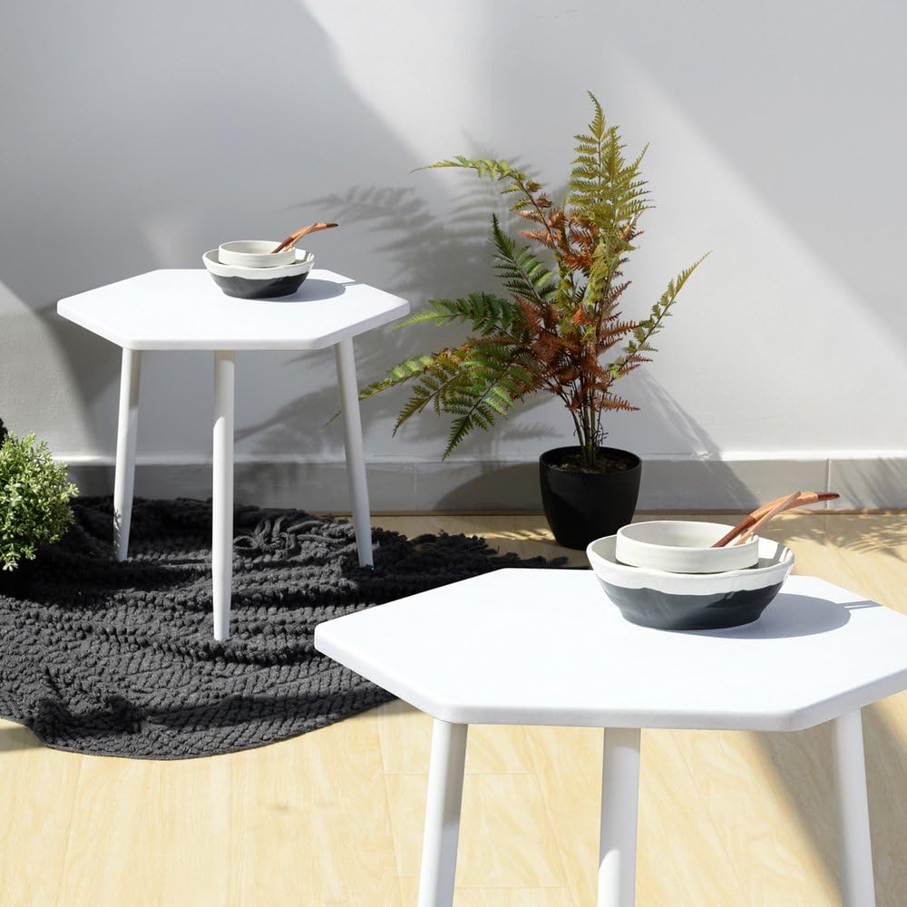 End Table Modern Side Table Wooden Coffee Tea Table Occasional Diamond Stand Desk for Living Room White