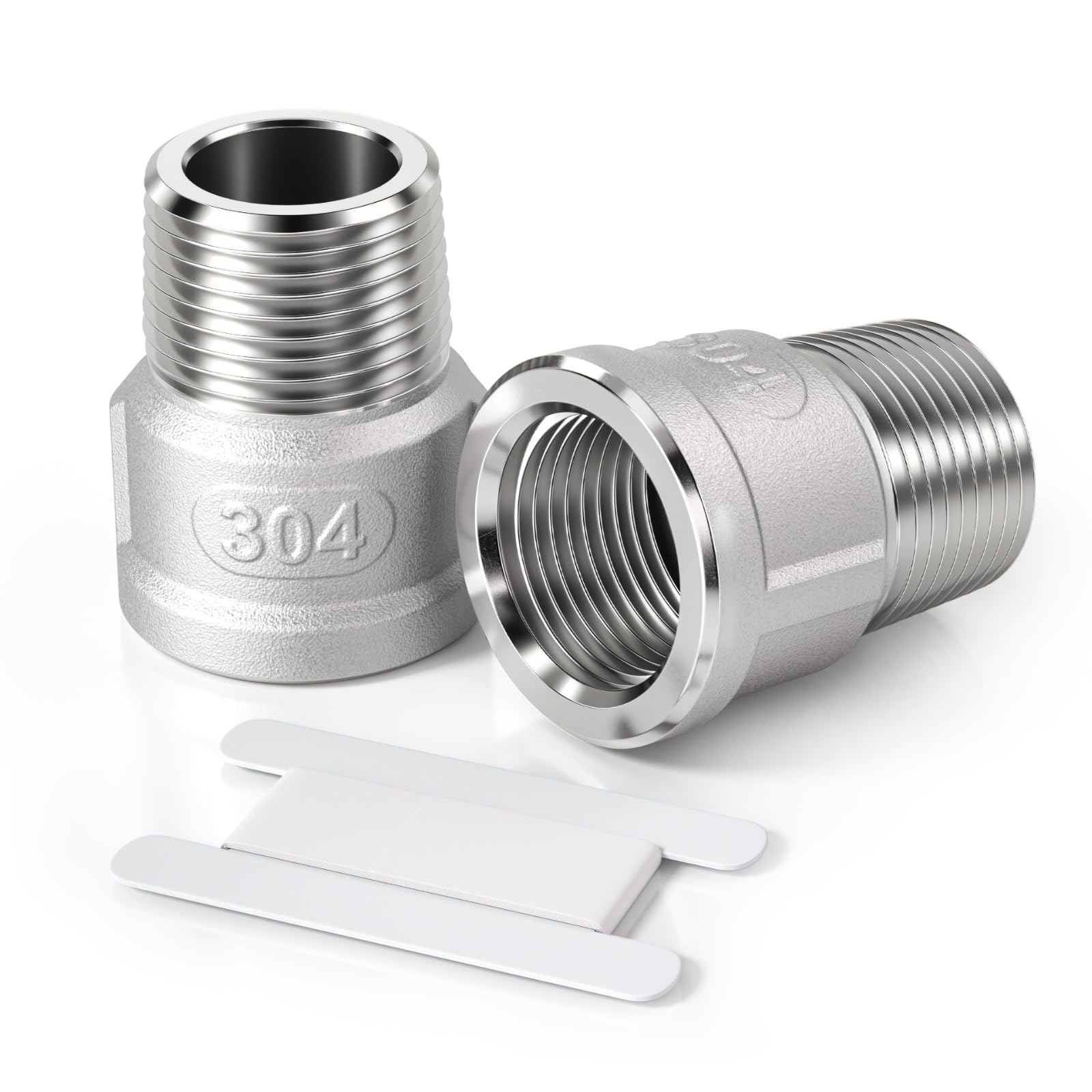 Bwintech 2 Piezas 1/4" Macho a 1/2" Hembra BSP Rosca Acero Inoxidable 304 Conector Reductor Hexagonal para Conversión de Conexión de Tuberías — view 8