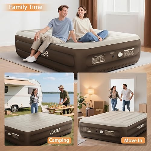 Miniatura 7 de Cama de aire tamaño Queen con bomba recargable desmontable, para camping y uso doméstico, diseño portátil, soporta hasta 660 libras máximo