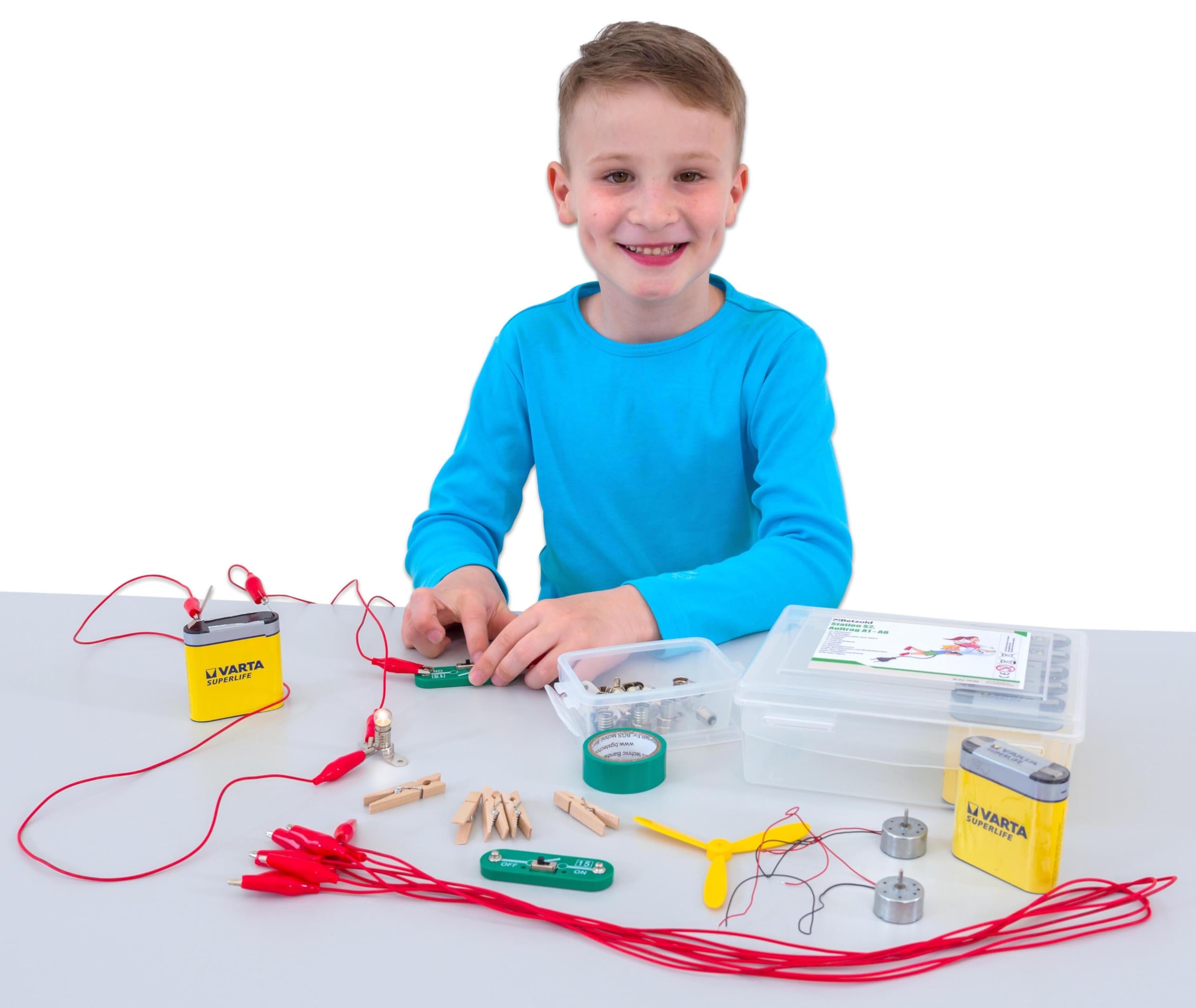 Betzold 757790 - Caja de estaciones Electricidad y circuitos Experimentos con electricidad, física