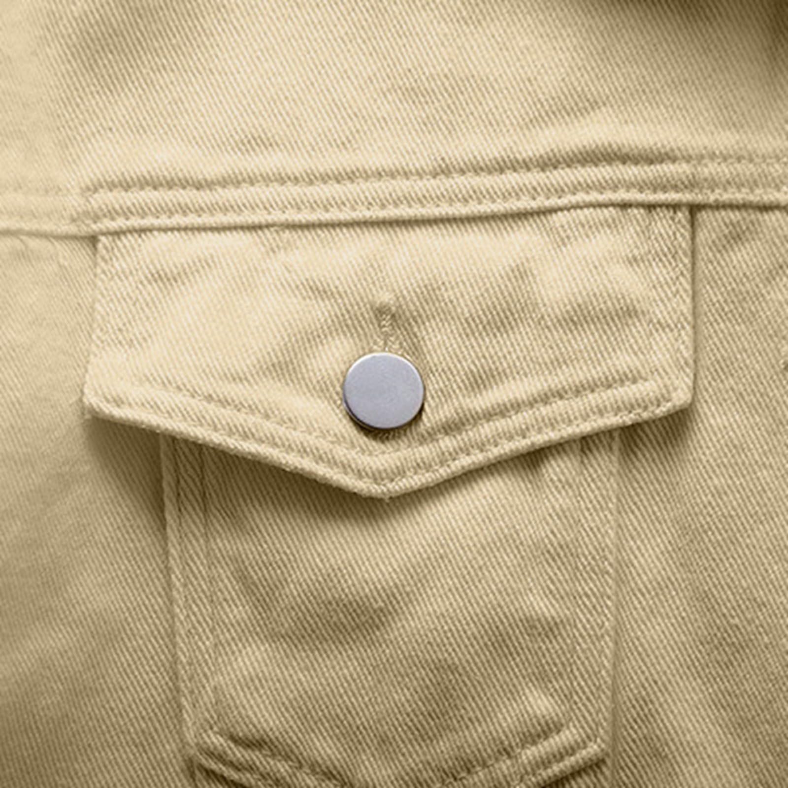 Generisch 2026 Chaqueta vaquera para mujer con bolsillos grandes, cierre de botones, abrigo corto monocolor, versátil y combinable para el día a día