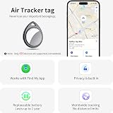 QCOQ Air Tracker Tags 4 Pack Negro, Buscador de Objetos Bluetooth Compatible con Buscar Apple (Sólo iOS), Smart Localizador Bluetooth para Llaves/Equipaje/Cartera/Mochila, Batería Reemplazable - 2