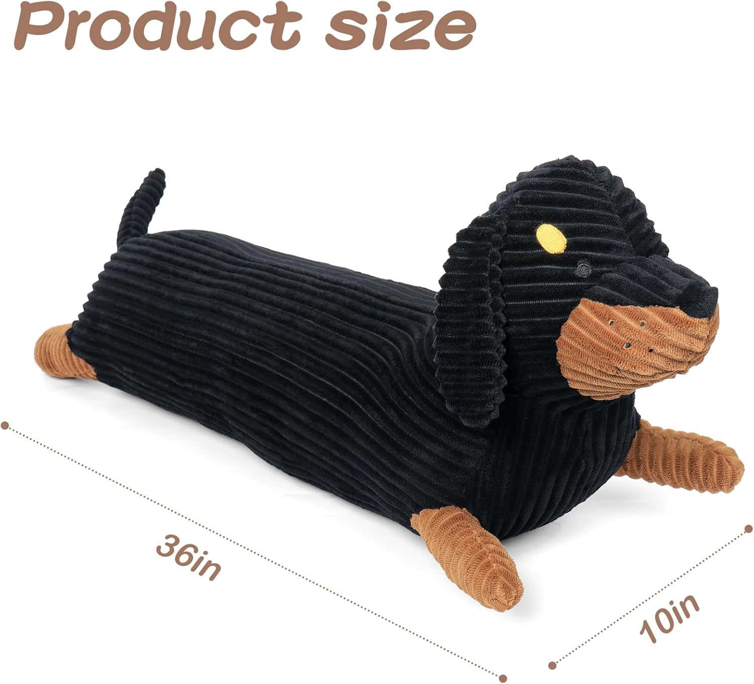 Dachshund Stuffed Animal 36 in Black, Weiner Dog Stuffed Animal Long Body Pillow, Cute Funny Large Dachshund Toys Plush Decor Ideal Gift for Kids and Adults