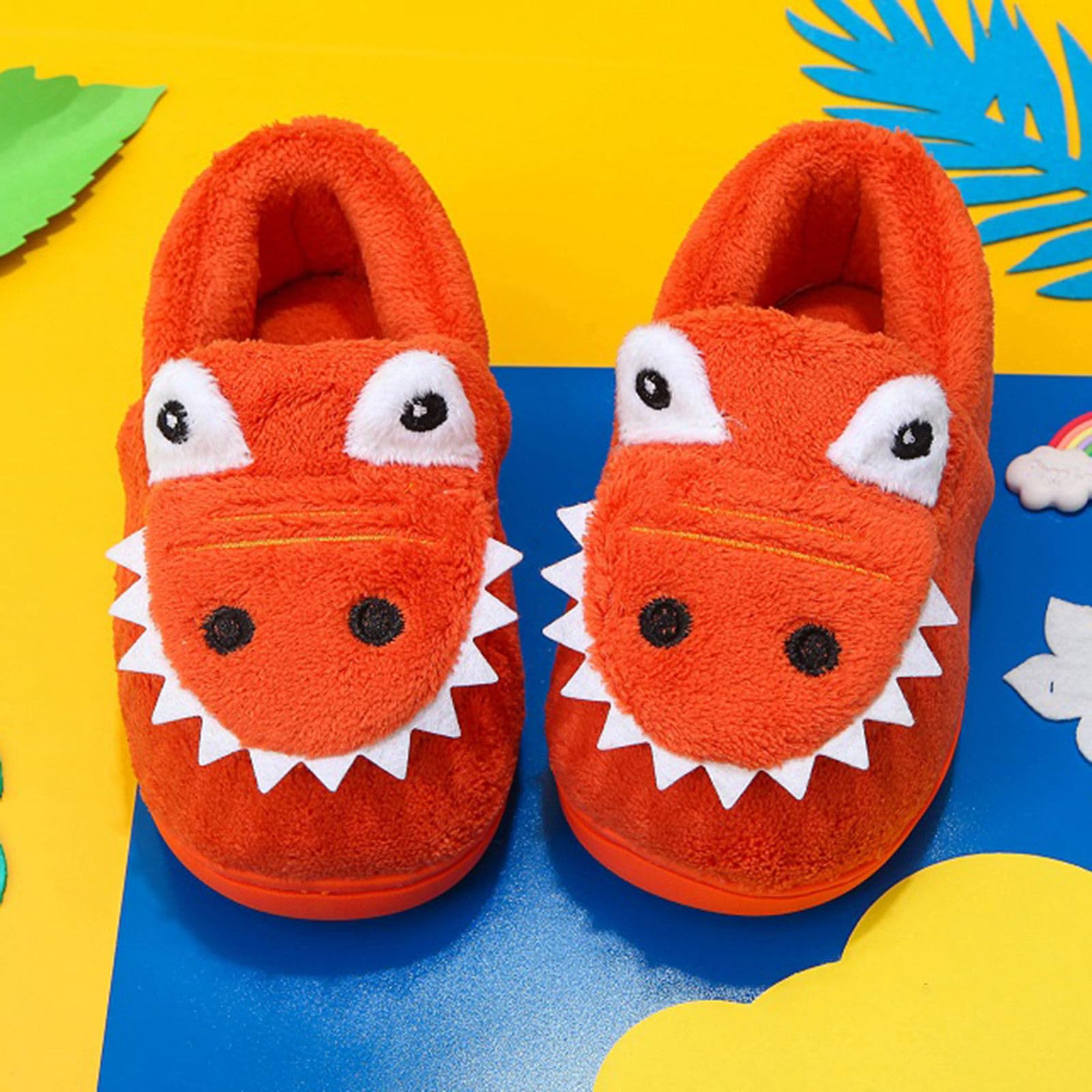 Pantuflas cálidas para otoño Invierno niña niño Plana Ligera cómoda diseño Animal Animados Color sólido
