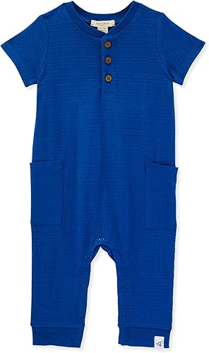 Burt's Bees Baby Enterizo para bebé niño, 100% algodón orgánico de una sola pieza de manga corta, overol de manga larga