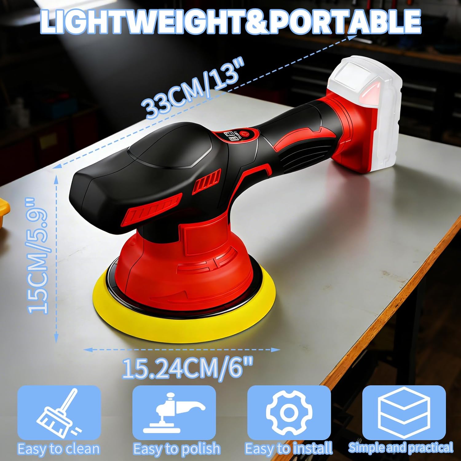 Updated Cordless Polisher, Power Polishers and Buffers Up To 5500Rpm, 6 In Car Buffer Polisher for Car Detailing, Polishing, Boat Sanding, with Car Wax Buffing Machine Kit